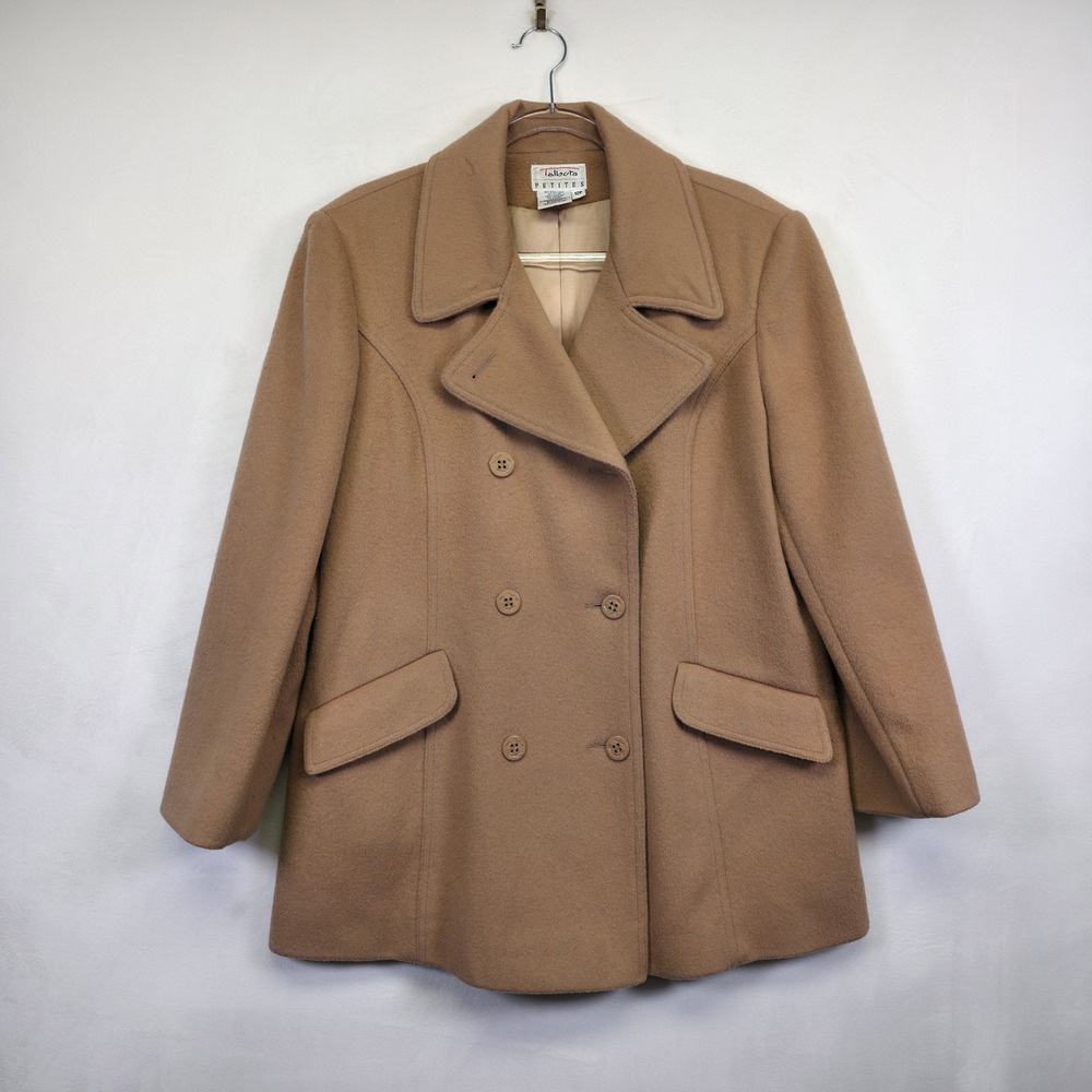 Talbots‎ Pea Coat Women 12P Brown Wool Timeless Preppy Old Money Classic READ - Picture 2 of 16